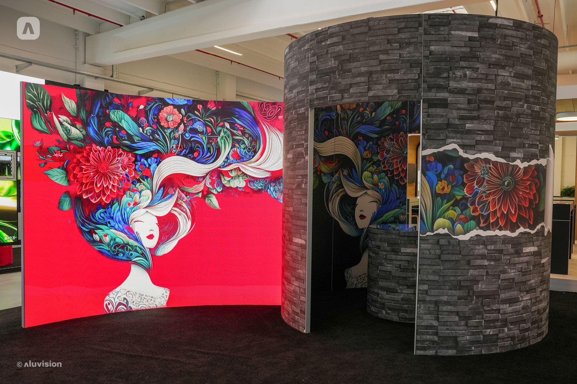 Aluvision backlit LED feature wall with floral graphic