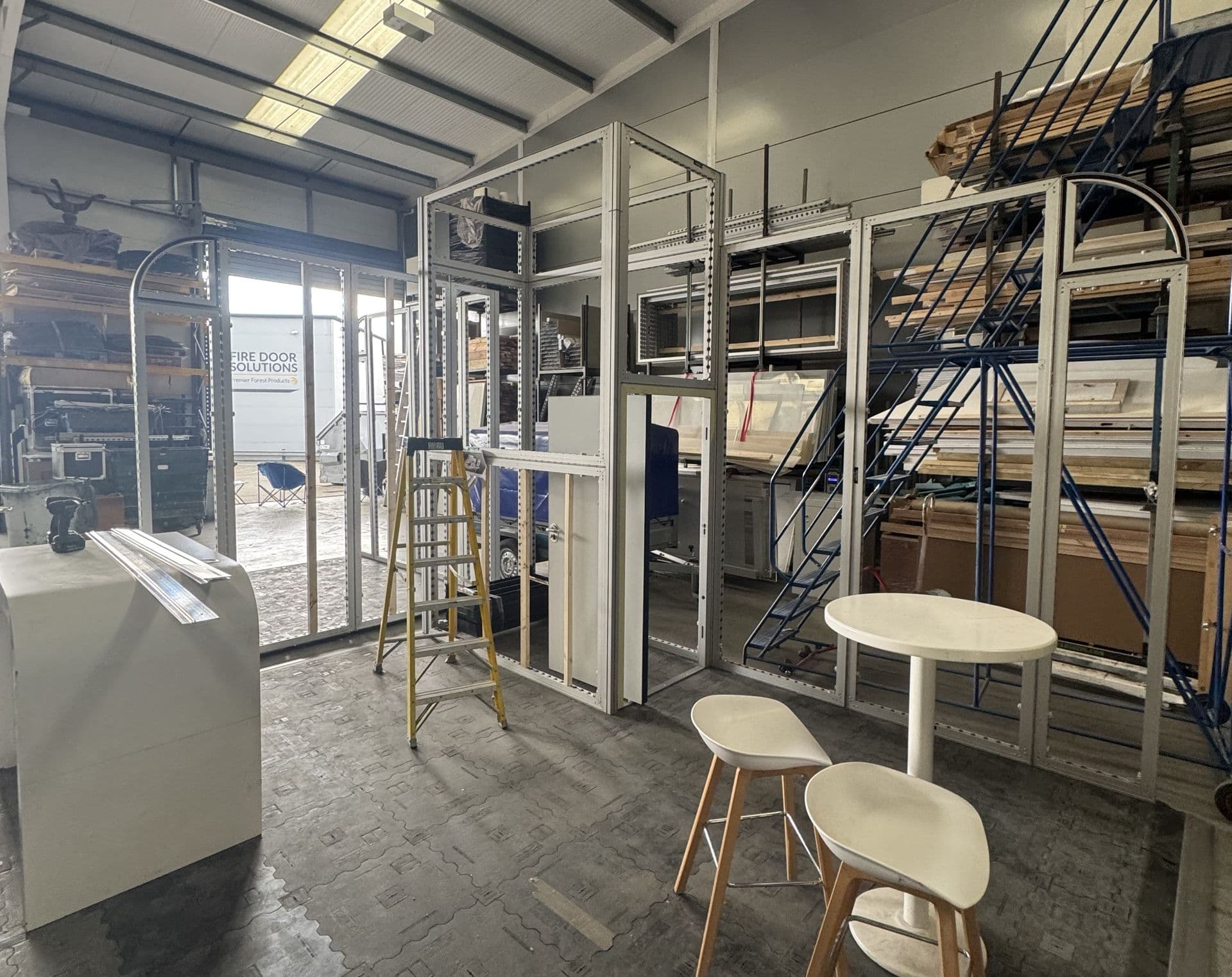 Mod-U-Lok frame structure in workshop